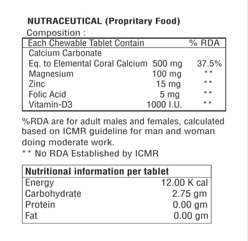 Coral Calcium Tablet supplement facts