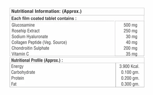 Glucosamine Rosehip Extract Vitamin C Tablet supplement facts