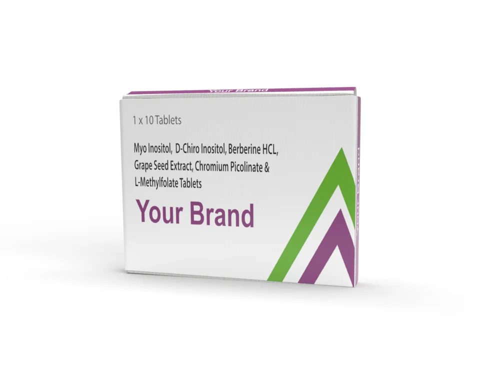 Myo Inositol D Chiro Inositol For , Berberine HCL, , Picolinate & L-Methaylfolate Tablet packaging